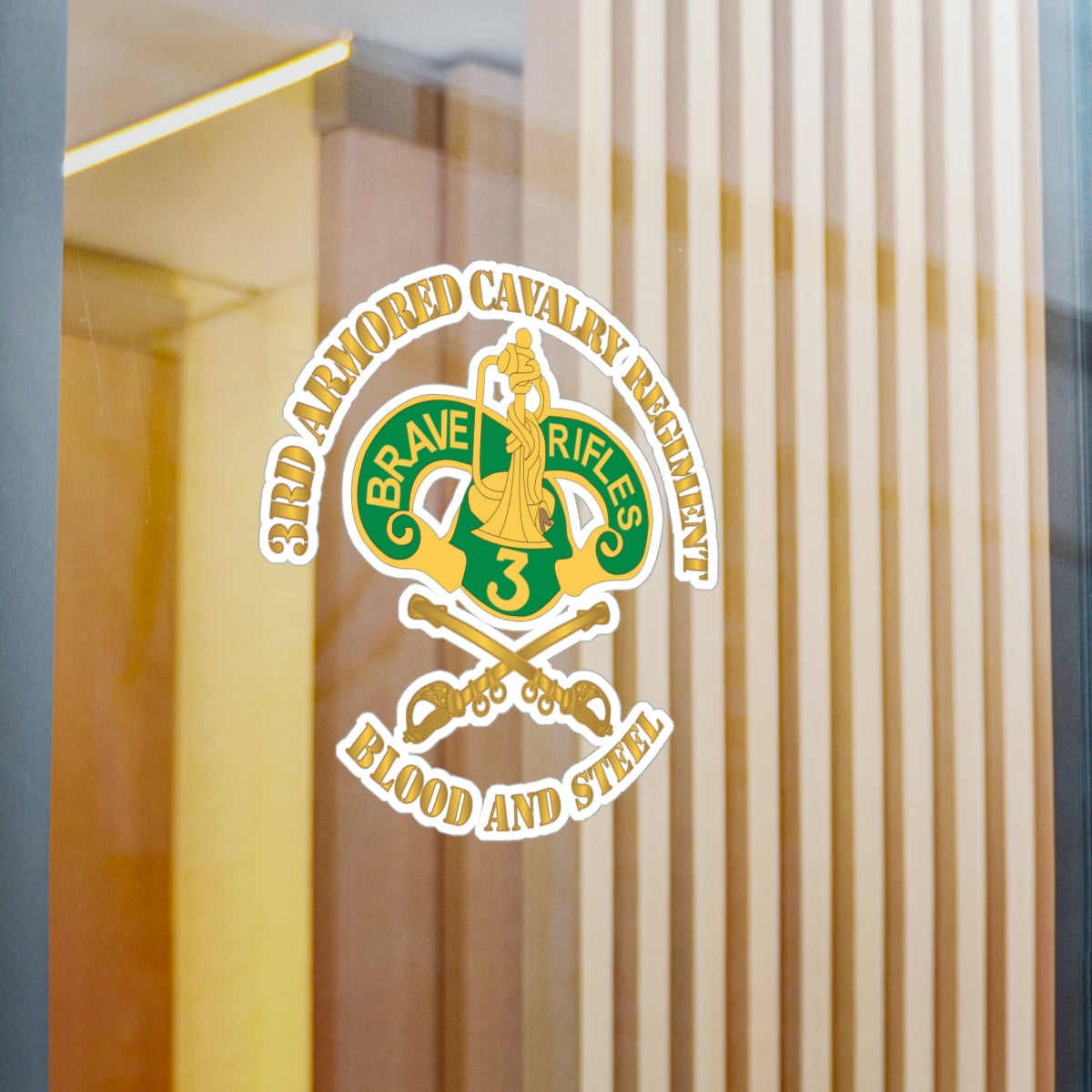 Kiss-Cut Vinyl Decals - Army - 3rd Armored Cavalry Regiment DUI - Blood and Steel X 300