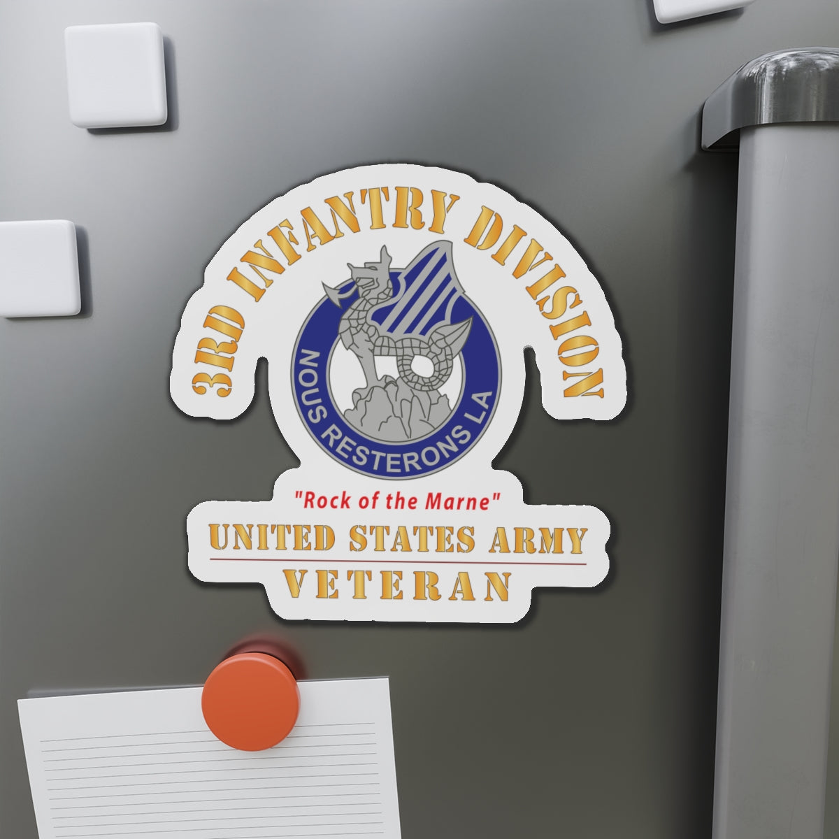Die-Cut Magnets - Army - DUI - 3rd Infantry Division - Rock of the Marne - US Army Veteran X 300