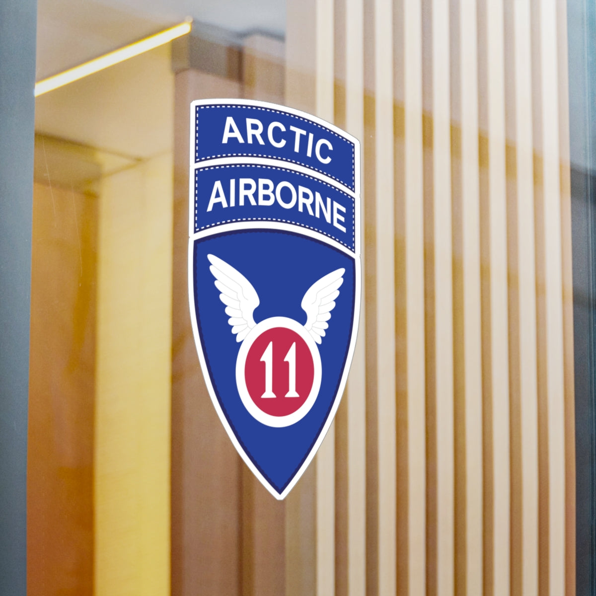 Kiss-Cut Vinyl Decals - 11th Airborne Division - SSI w Arctic Tab wo Txt X 300