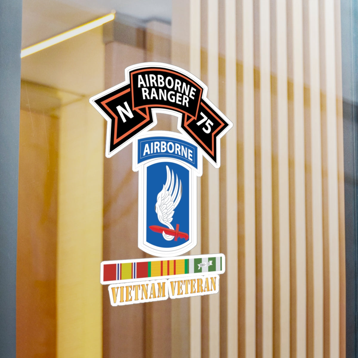 Kiss-Cut Vinyl Decals - SOF - N Company Scroll - 173rd Airborne Bde - Vietnam Veteran w VN SVC X 300
