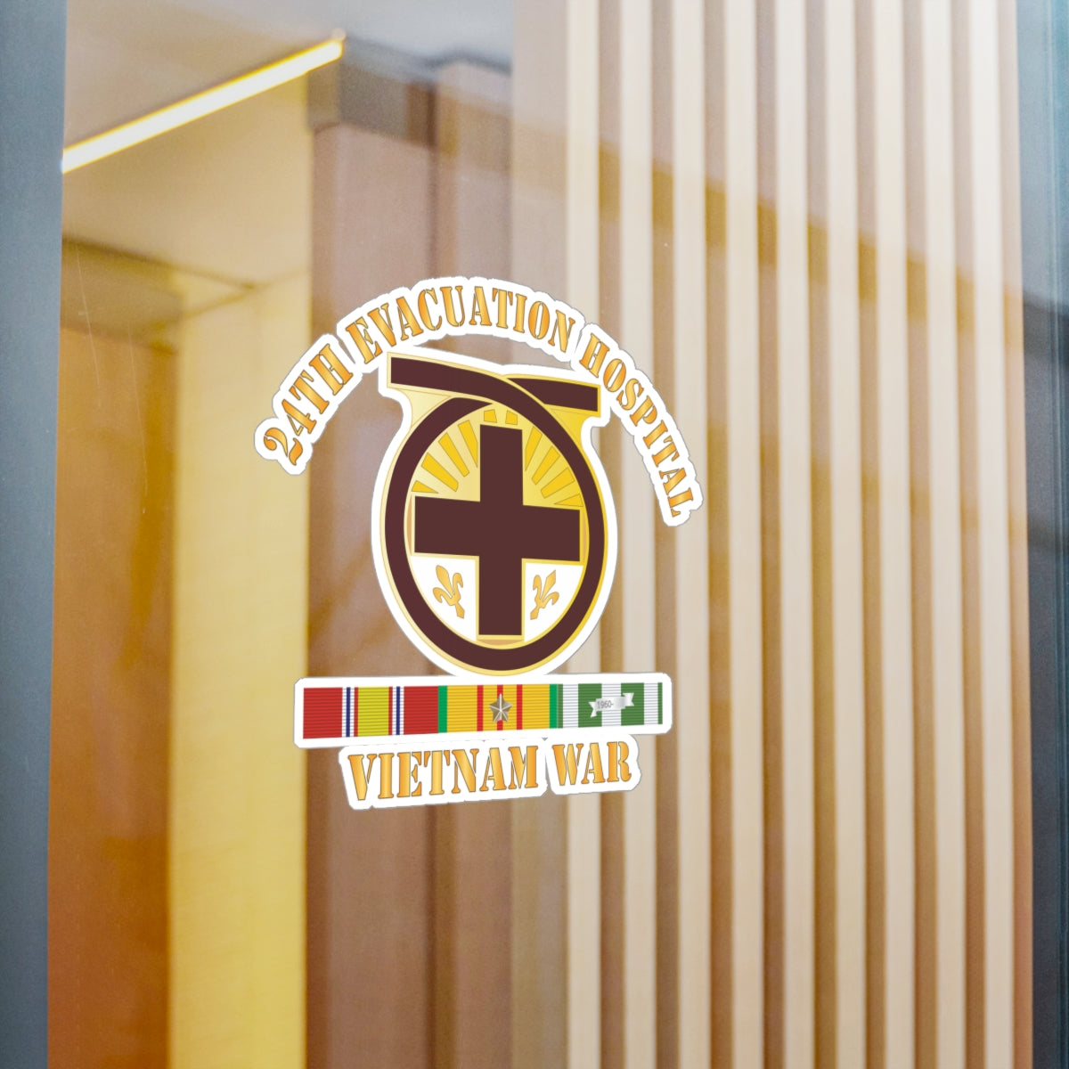 Kiss-Cut Vinyl Decals - Army - 24th Evacuation Hospital - Vietnam War w V N SVC X 300