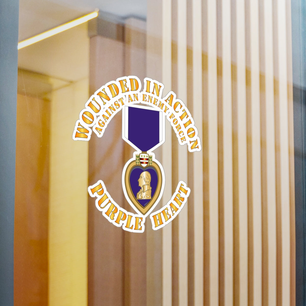 Kiss-Cut Vinyl Decals - Wounded in Action - Purple Heart - Against Enemy X 300