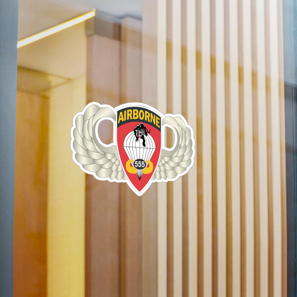 Kiss-Cut Vinyl Decals - Army - Airborne Badge - 555th Parachute Infantry Bn - SSI X 300