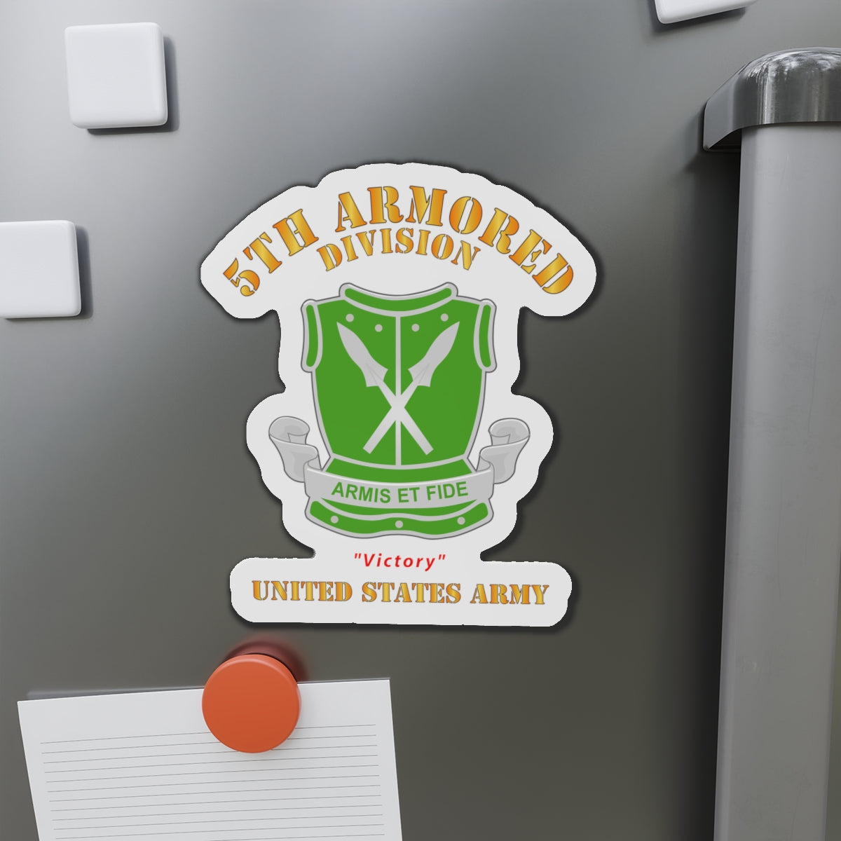 Die-Cut Magnets - Army - DUI - 5th Armored Division - Victory - US Army X 300
