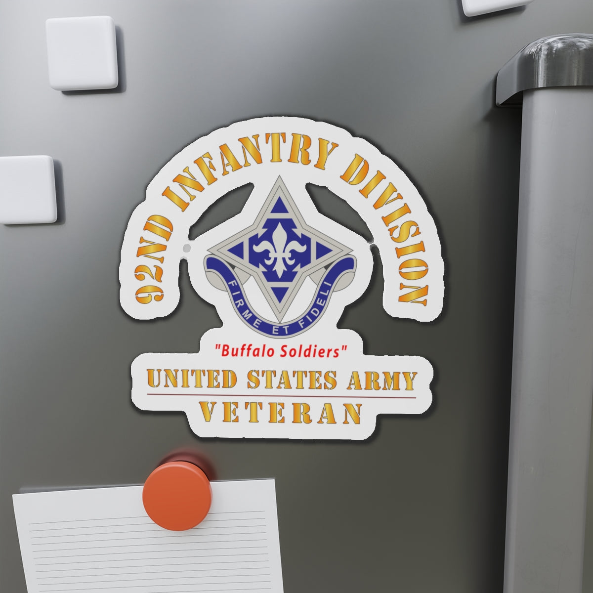 Die-Cut Magnets - Army - DUI - 92nd Infantry Division - Buffalo Soldiers - US Army Veteran X 300