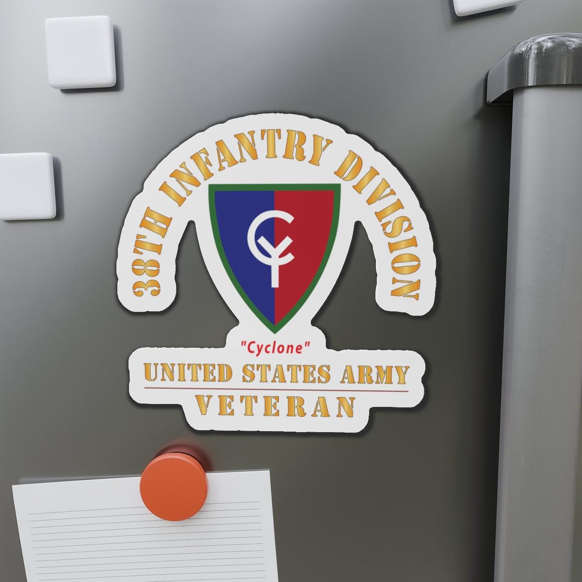 Die-Cut Magnets - Army - SSI - 38th Infantry Division - Cyclone - US Army Veteran X 300