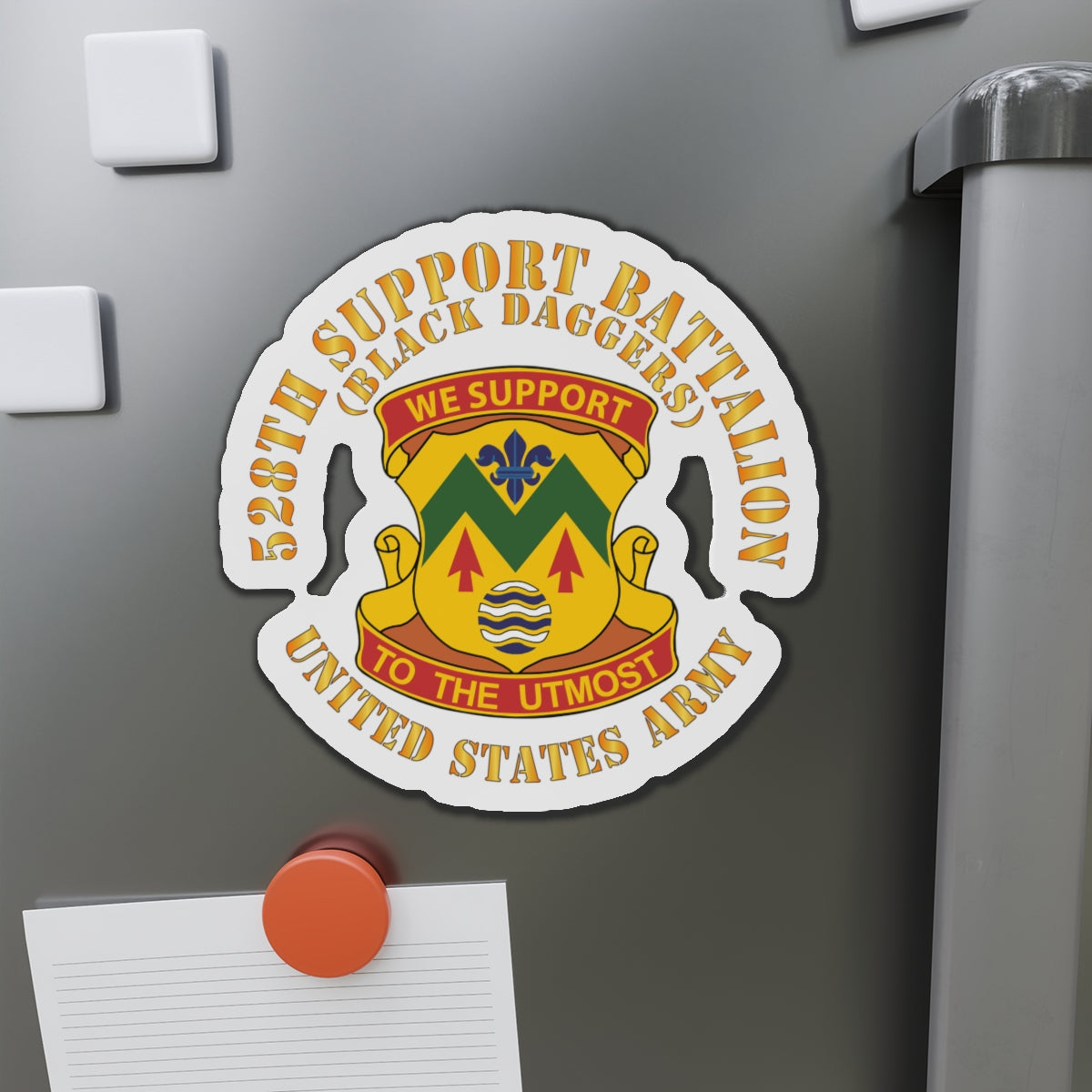 Die-Cut Magnets - Army - 528th Support Battalion - DUI - Black Daggers X 300