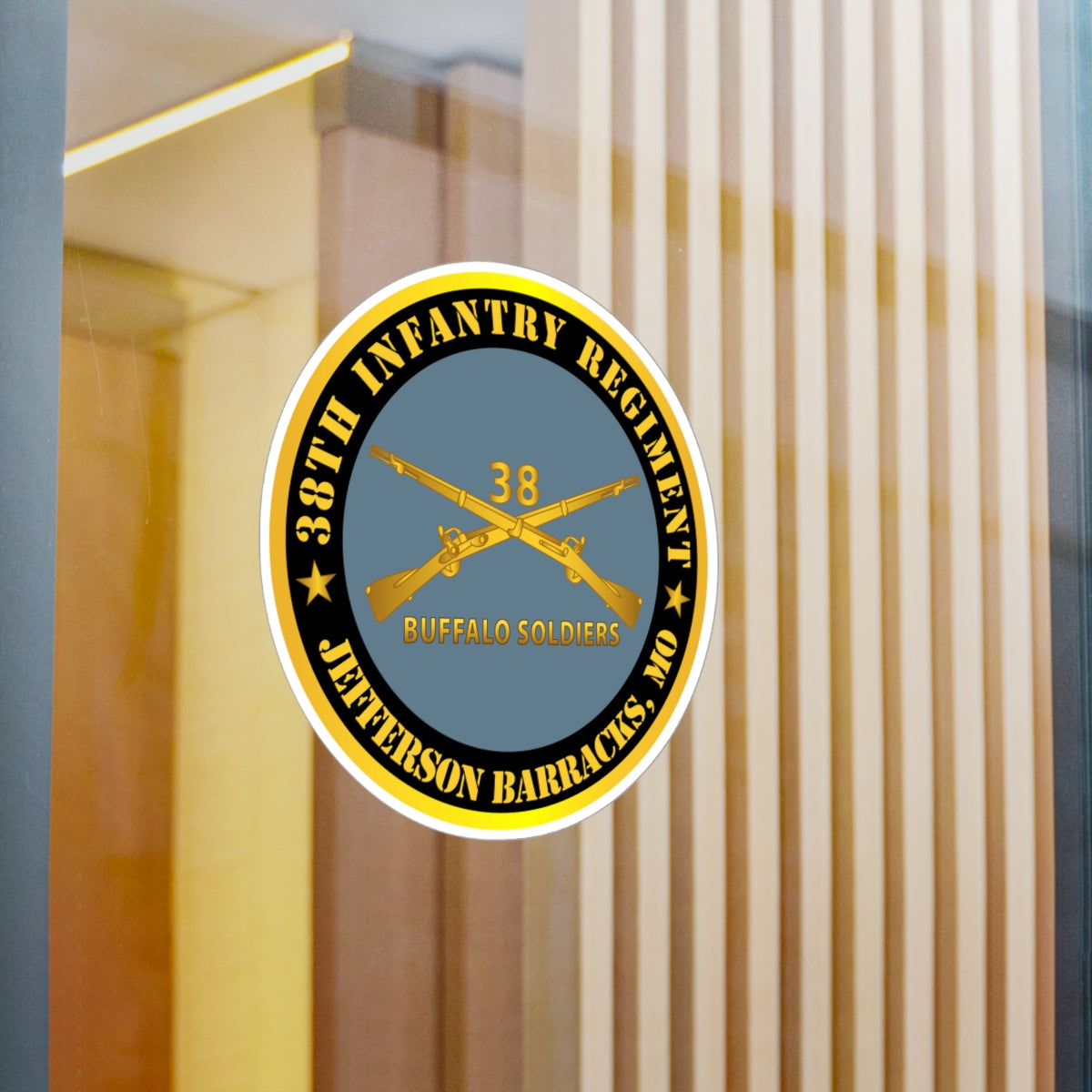 Kiss-Cut Vinyl Decals - Army - 38th Infantry Regiment - Buffalo Soldiers - Jefferson Barracks, MO w Inf Branch