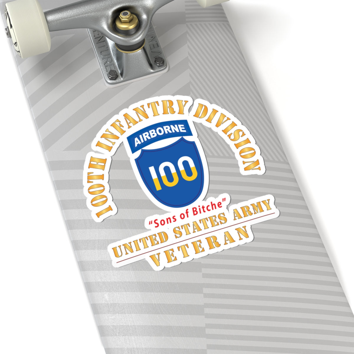 Kiss-Cut Stickers - Army - SSI - 100th Division (Airborne) - Sons of Bitche - US Army Veteran X 300