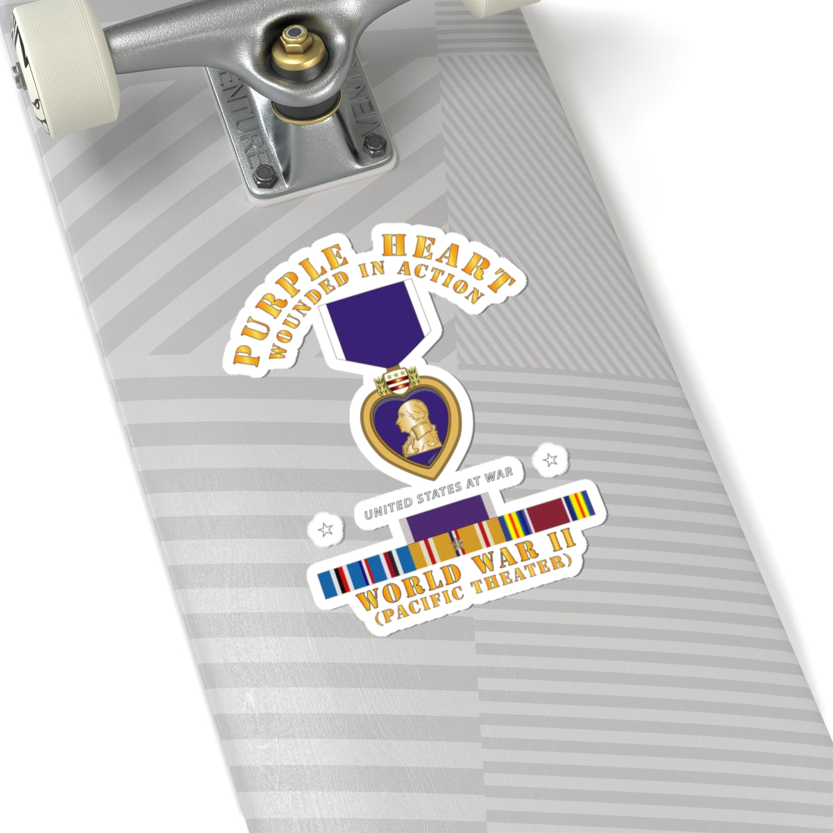 Kiss-Cut Stickers - Purple Heart - WIA w WWII SVC w Purple Heart - Pacific