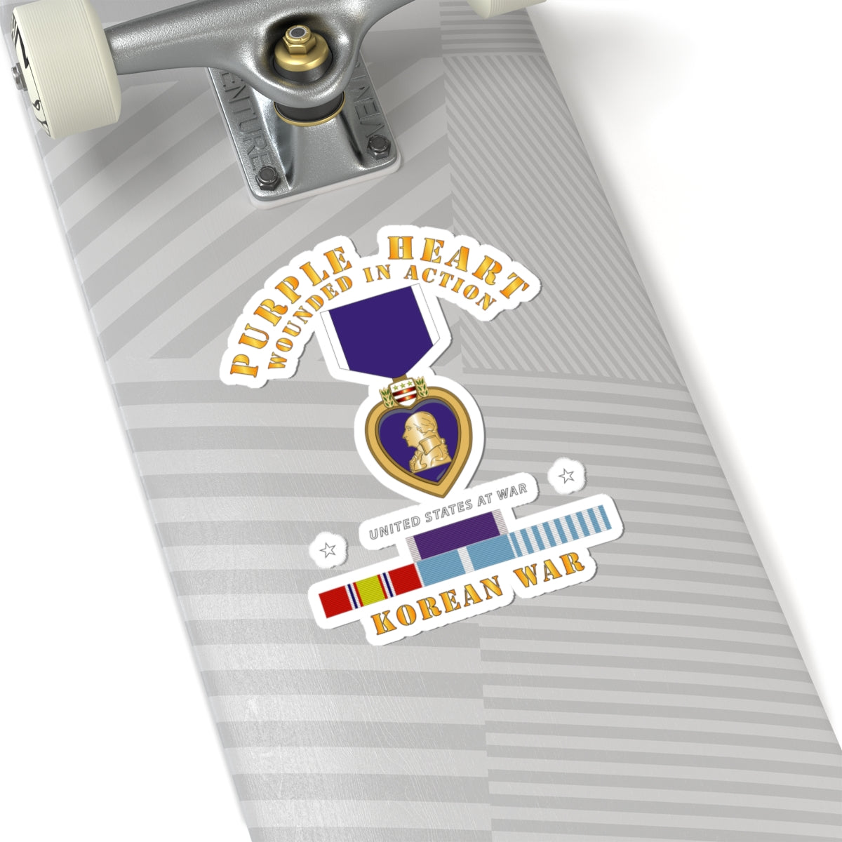 Kiss-Cut Stickers - Purple Heart - WIA w Korean War w Purple Heart
