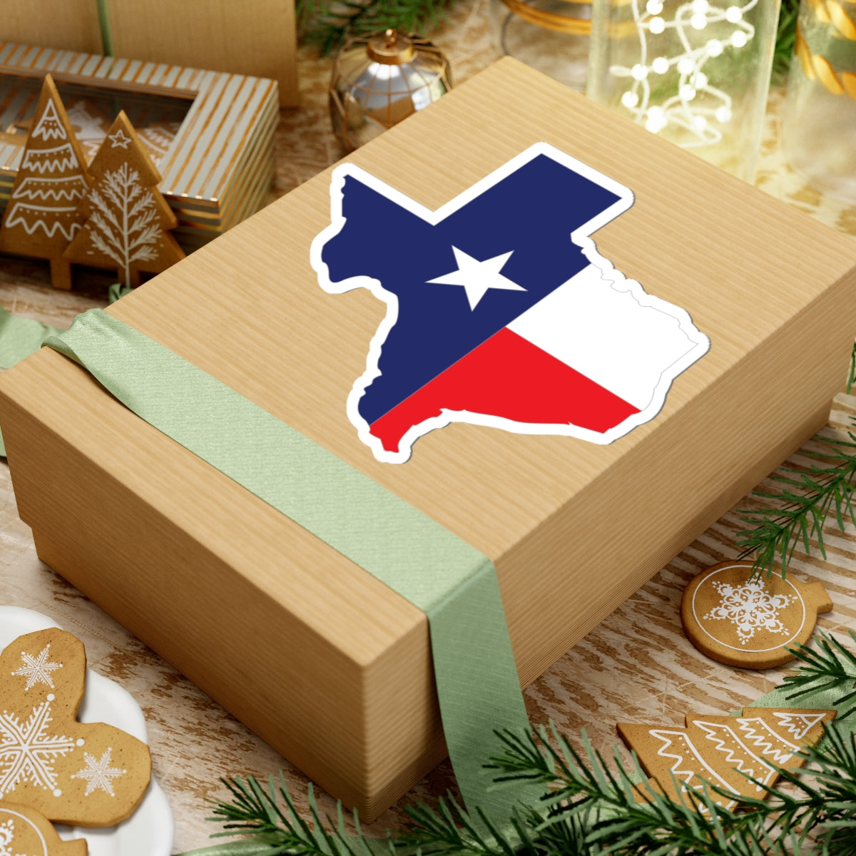 Kiss-Cut Stickers - Texas Map Overprint with Texas State Flag X 300