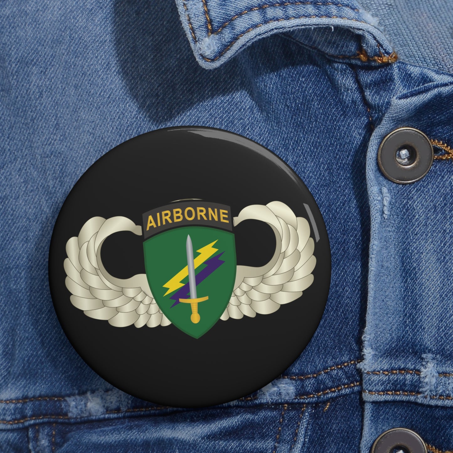 Custom Pin Buttons - Army - USACAPOC Wings