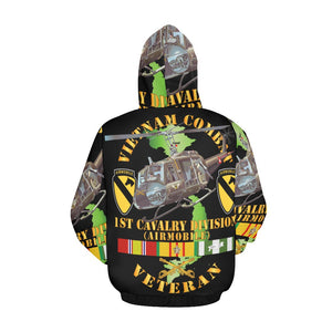 Men's All Over Print Hoodie (USA Size) (Model H13) - Vietnam Combat Cavalry Veteran w 1st Cav Div SSI Big Helo