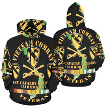 Load image into Gallery viewer, Men&#39;s All Over Print Hoodie (USA Size) (Model H13) - Vietnam Combat Veteran w 1st Cav DUI X 300
