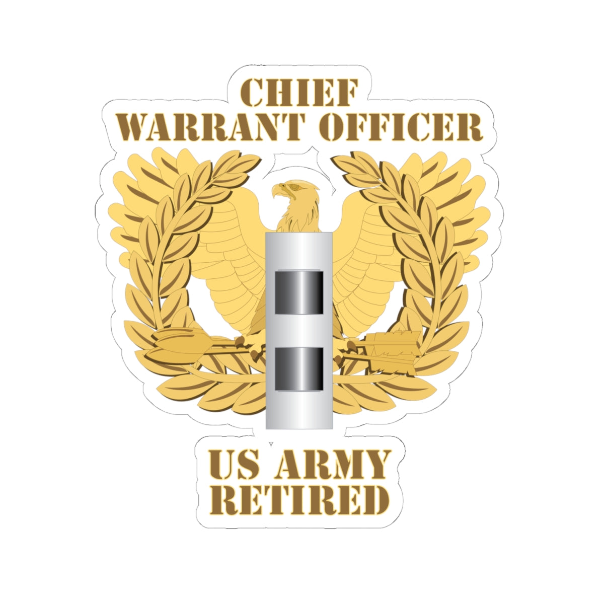 Kiss-Cut Stickers - Emblem - Warrant Officer - CW2 - Retired