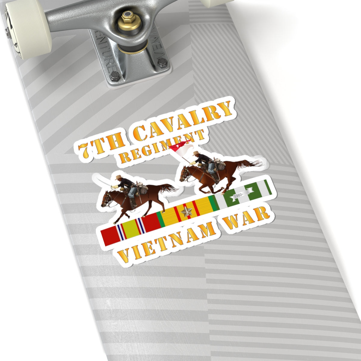 Kiss-Cut Stickers - 7th Cavalry Regiment - Vietnam War wt 2 Cav Riders and VN SVC X300