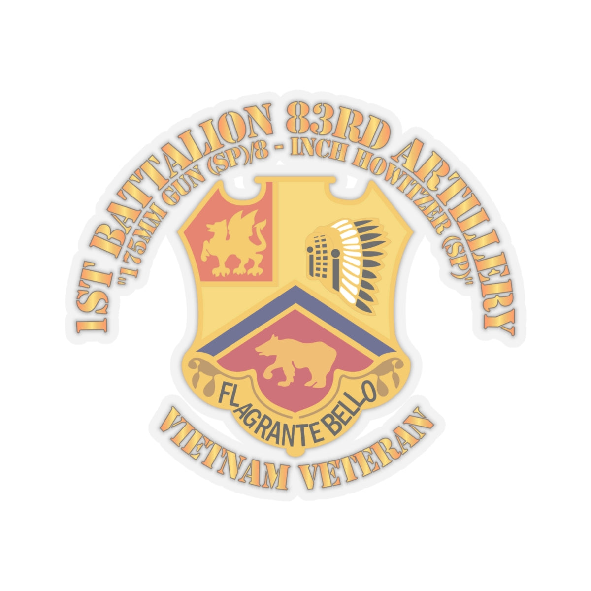 Kiss-Cut Stickers - 1st Bn 83rd Artillery - Vietnam Veteran