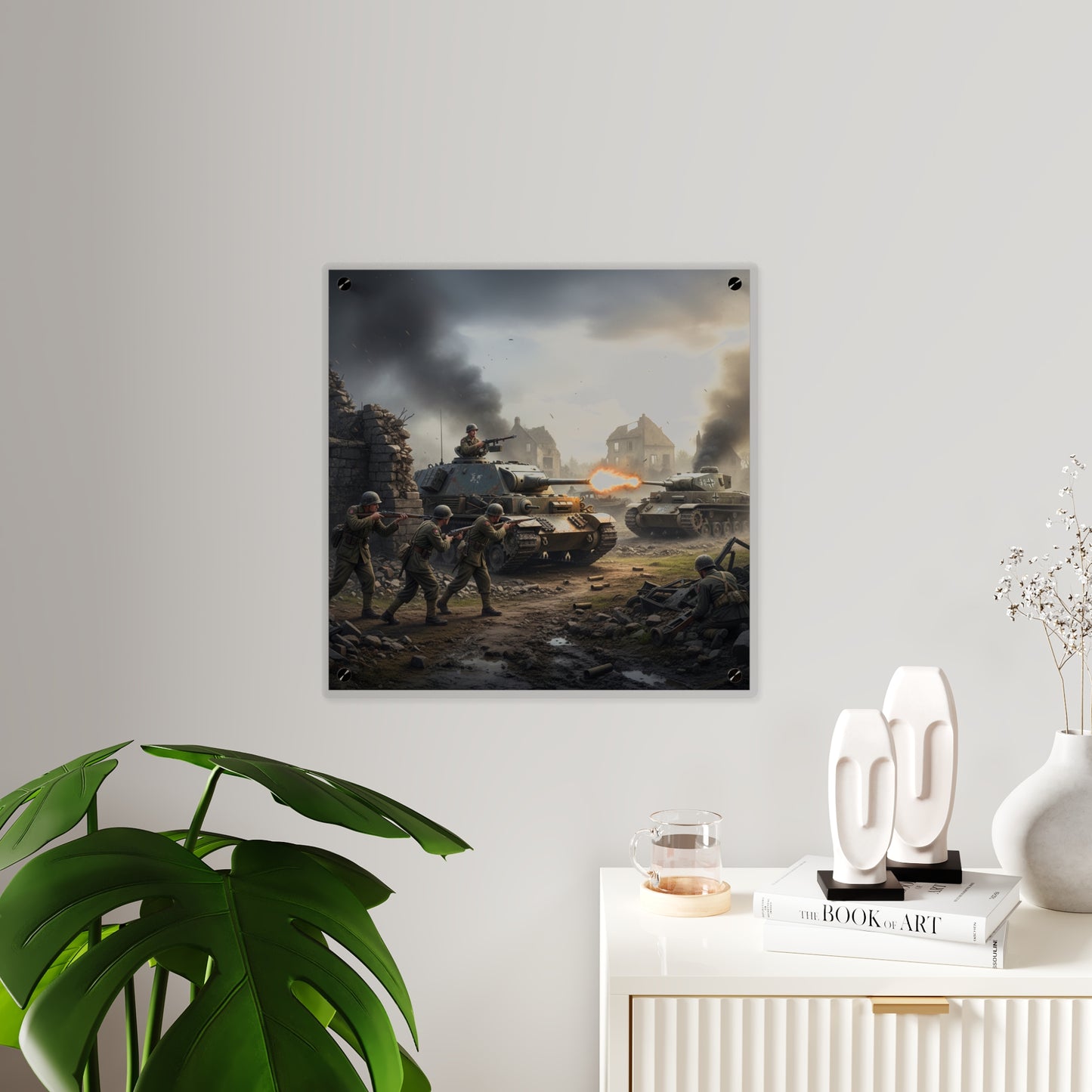 Acrylic Wall Art Panel - Tank Destroyer - M10 Wolverine vs German Panzer Tank