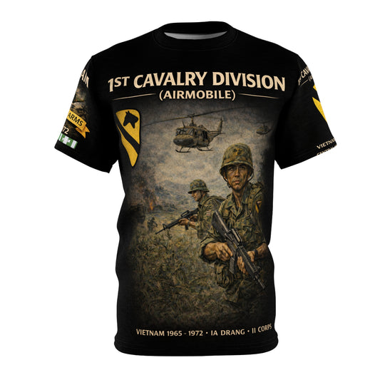 1st Cavalry Division - Airmobile,  All-Over Print Tee -  Vietnam - 1965 - 1972
