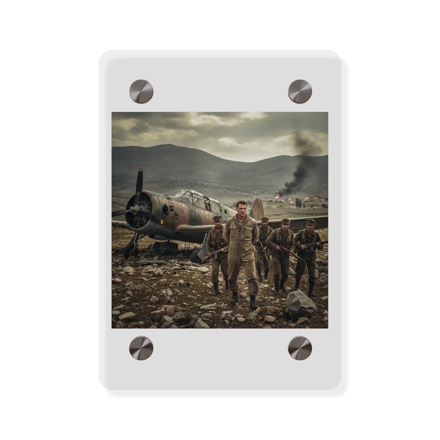 Acrylic Wall Art Panel - U.S. Air Force officer - Captured, KIA, Communist Guerrillas - AT-6 Shotdown - Cold War