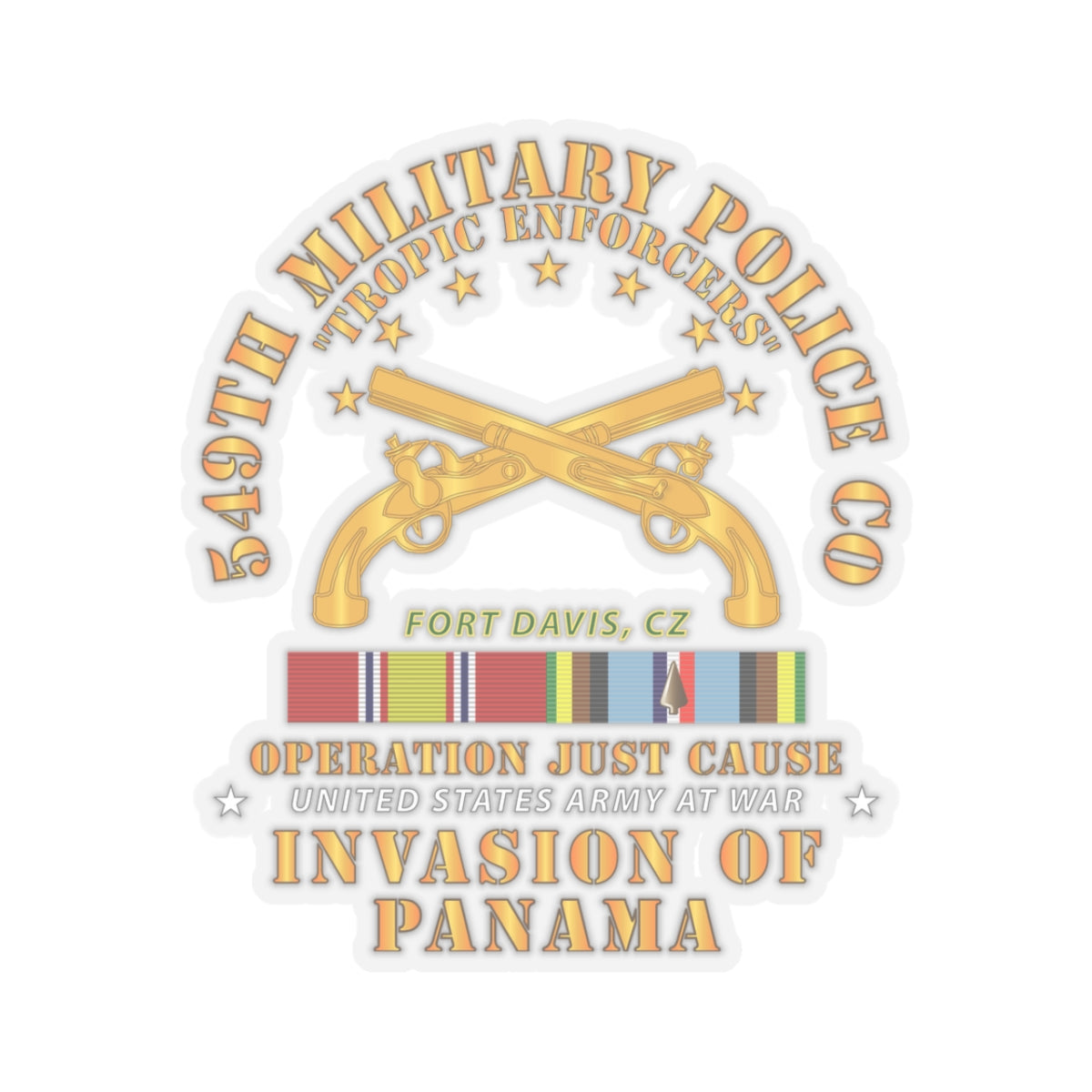 Kiss-Cut Stickers - Just Cause - 549th Military Police Co - Ft Davis, CZ w Svc Ribbons