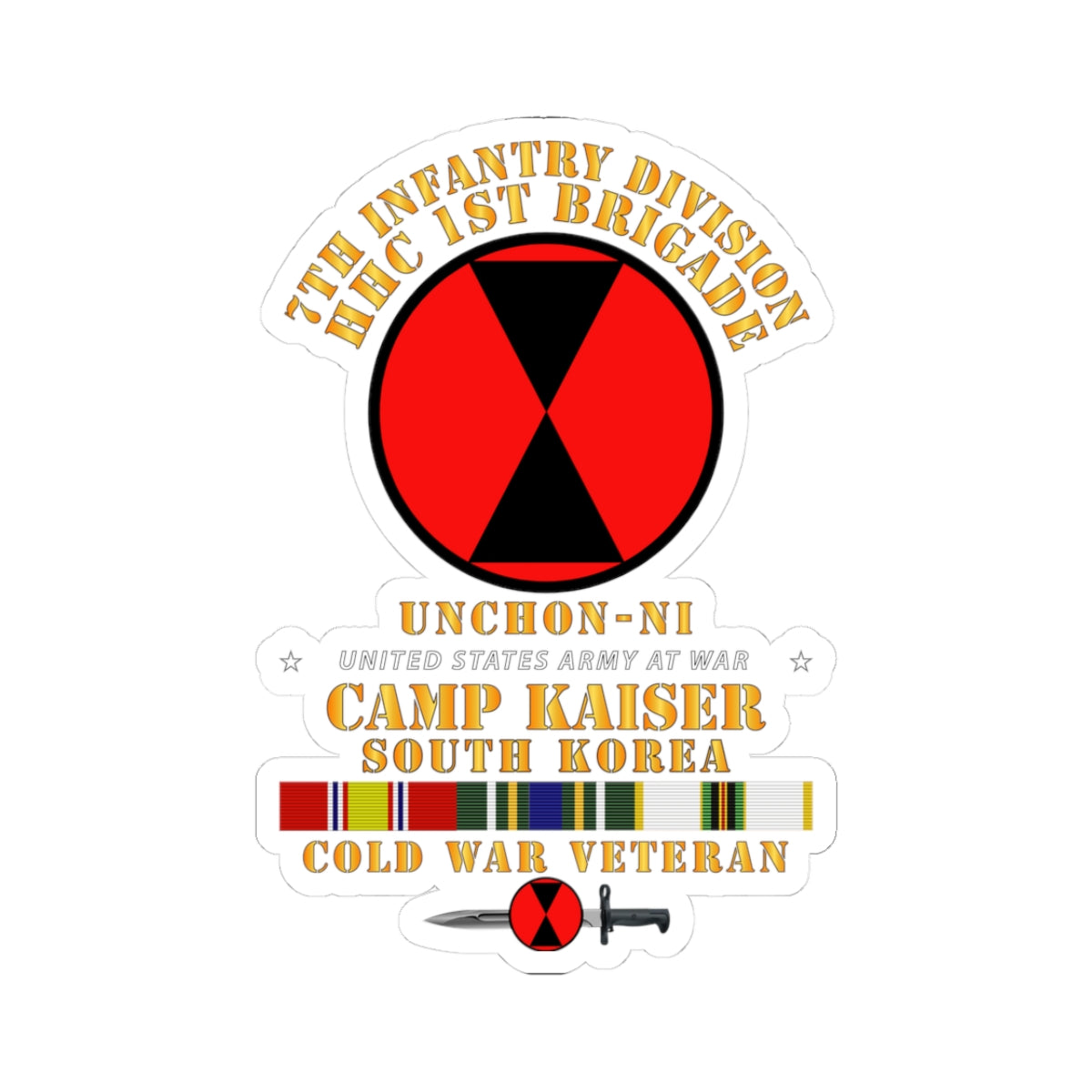 Kiss-Cut Stickers - HHC 1st Brigade - 7th ID - Camp Kaiser Korea - Unchon-Ni