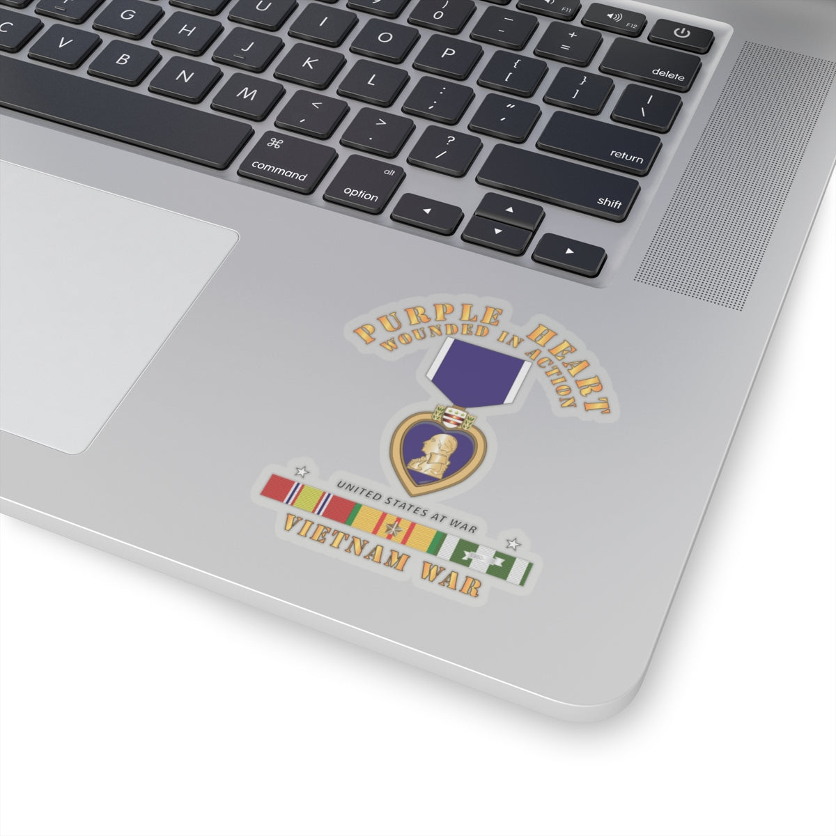 Kiss-Cut Stickers - Purple Heart - Wounded In Action w Vietnam Service Ribbons