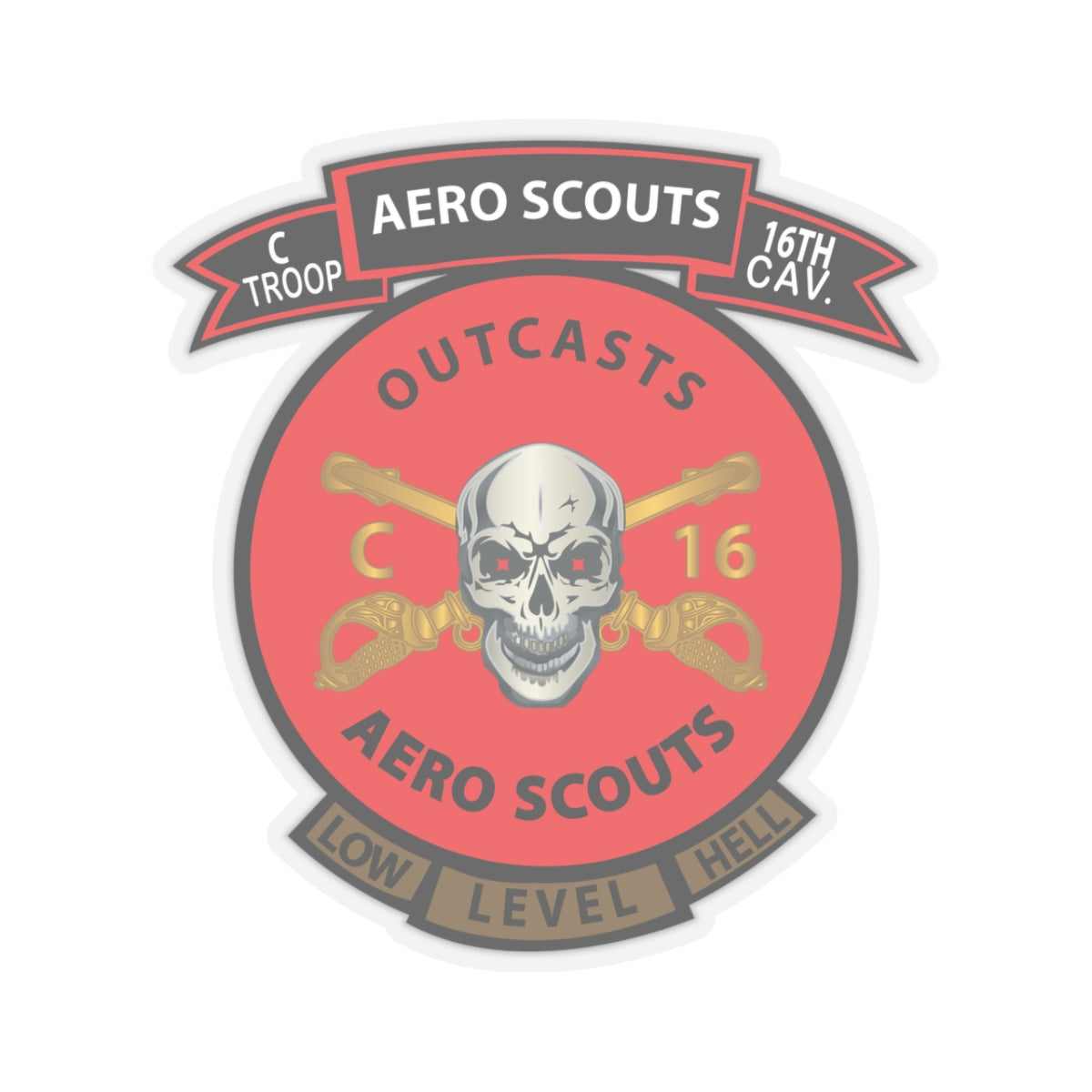 Kiss-Cut Stickers - C Co 16th Cavalry Regiment Aero Scouts - Vietnam - SSI X 300