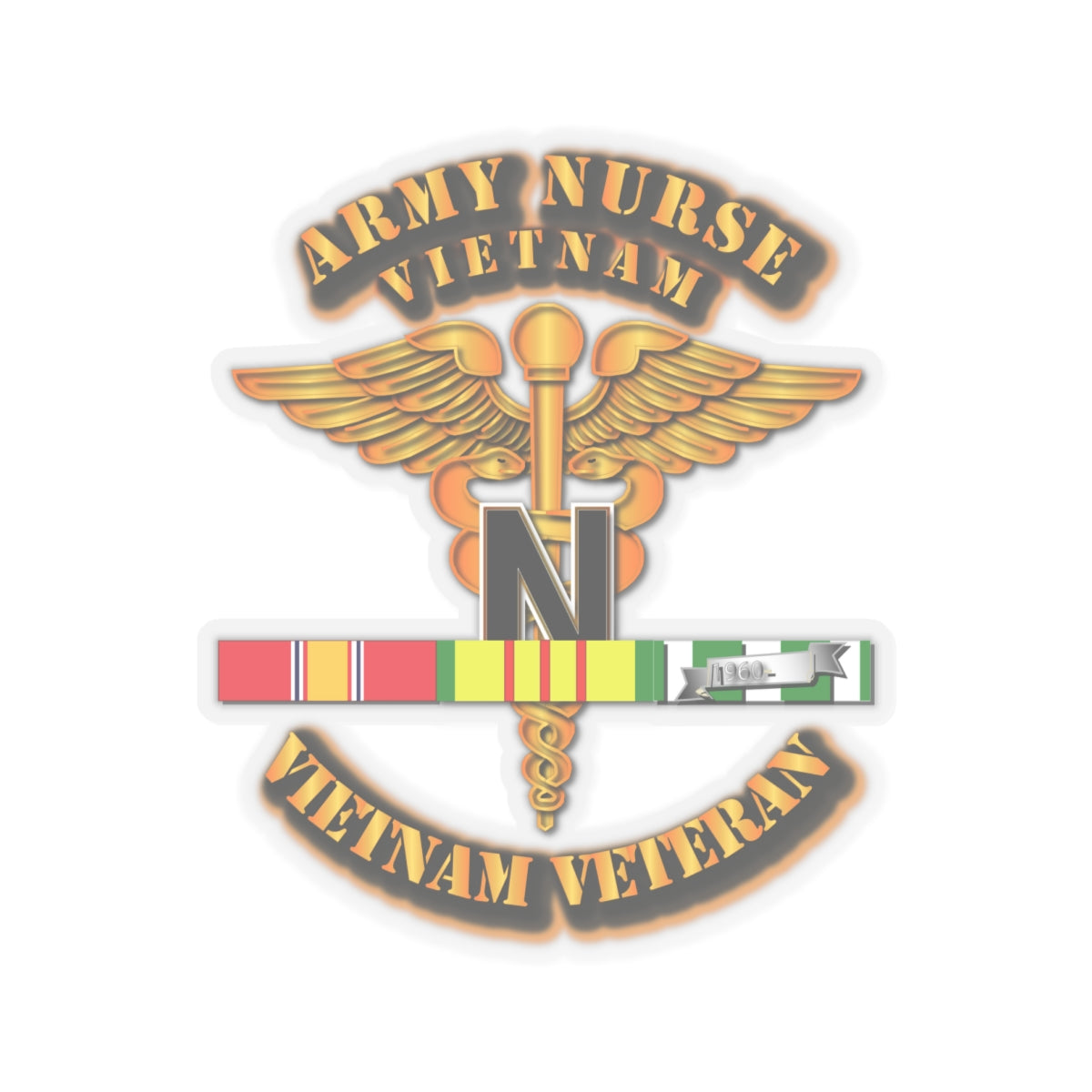 Kiss-Cut Stickers - Army Nurse with Vietnam Service Ribbons