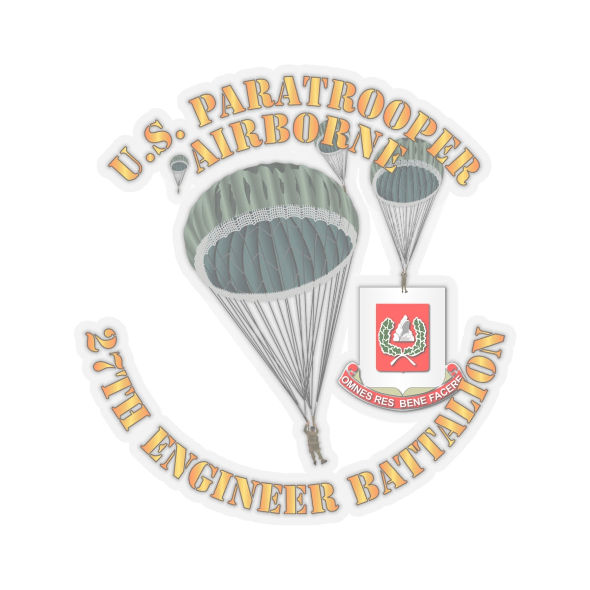 Kiss-Cut Stickers - United States Paratrooper - 27th Engineer Battalion