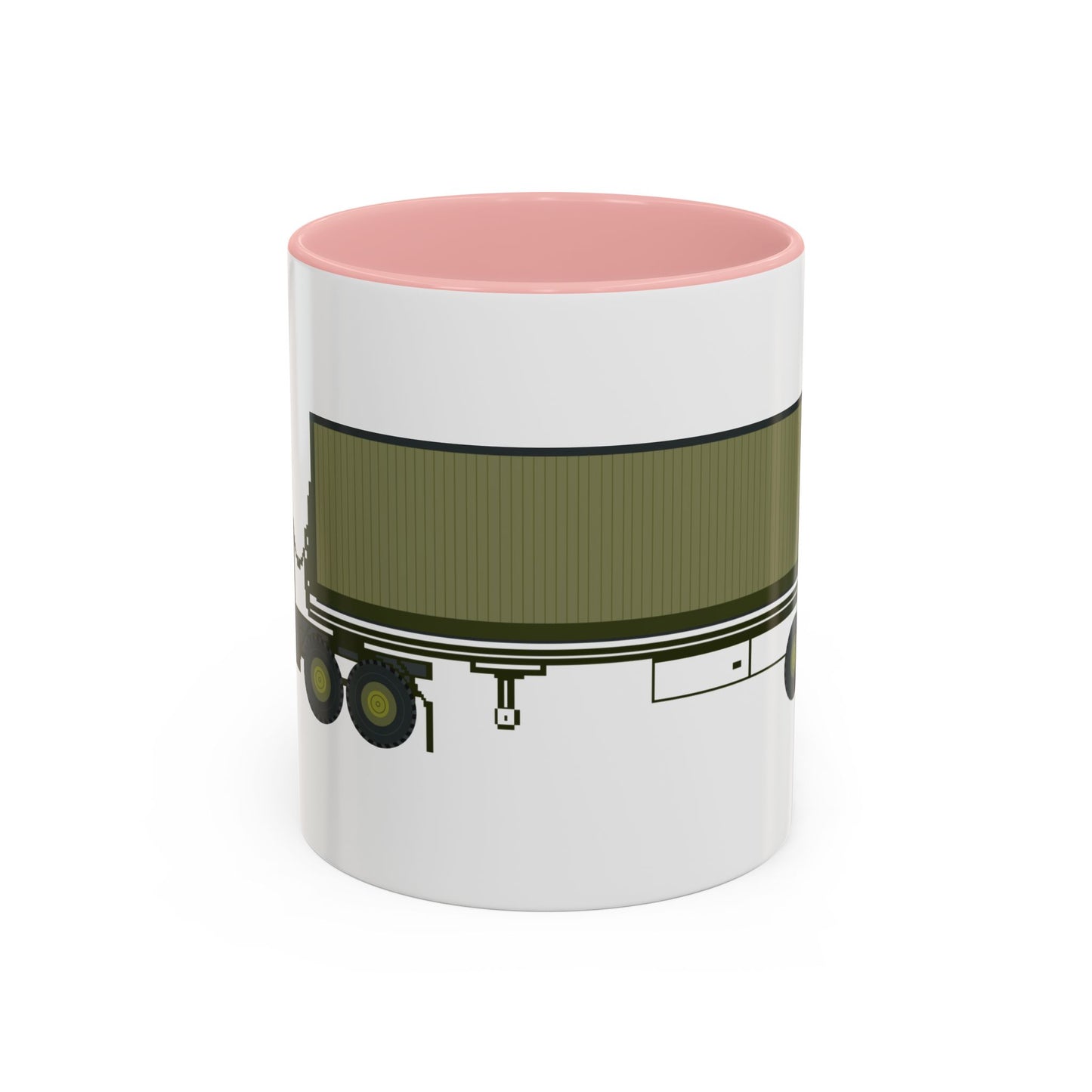 Accent Coffee Mug (11oz & 15oz) - Vehicle - M915 Tractor with M872 - 40 Ft Container - Side X 300