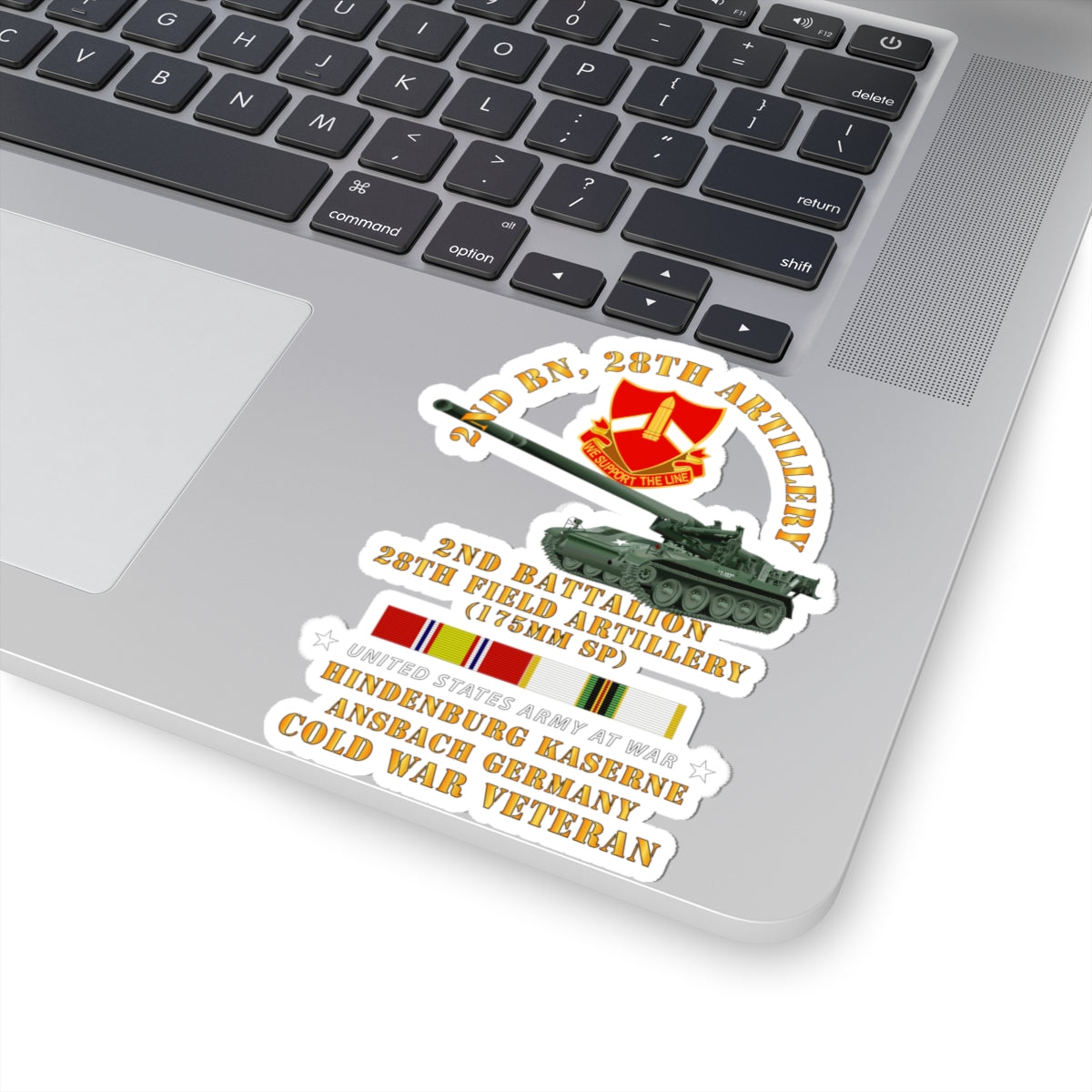 Kiss-Cut Stickers - 2nd Bn 28th Artillery - 175mm - Hindenburg Ansbach Germany w COLD SVC