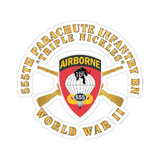 Kiss-Cut Stickers - 555th Infantry Parachute Bn SSI - Triple Nickles - WWII w Br X 300
