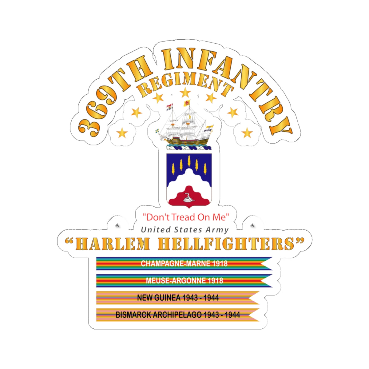 Kiss-Cut Stickers - 369th Infantry Regiment - Harlem Hellfighters w Streamers