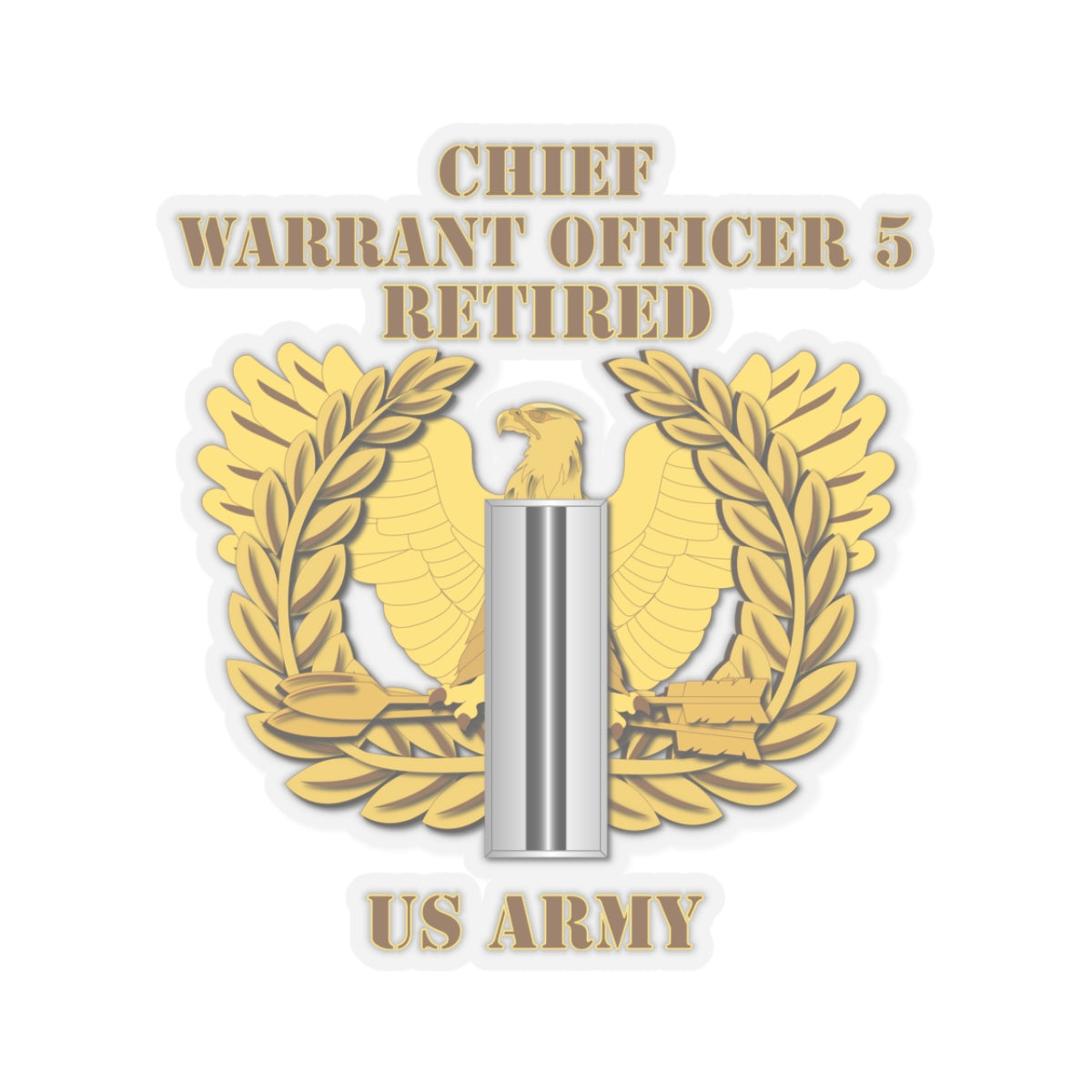 Kiss-Cut Stickers - Emblem - Warrant Officer 5 - CW5 w Eagle - Retired