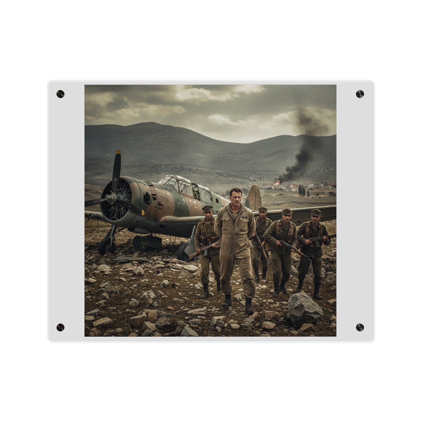 Acrylic Wall Art Panel - U.S. Air Force officer - Captured, KIA, Communist Guerrillas - AT-6 Shotdown - Cold War