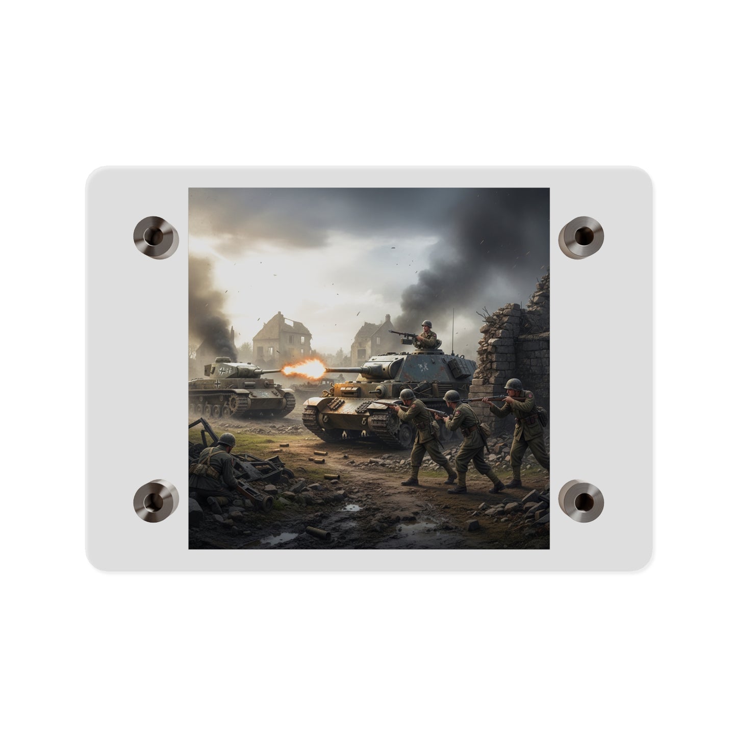 Acrylic Wall Art Panel - Tank Destroyer - M10 Wolverine vs German Panzer Tank