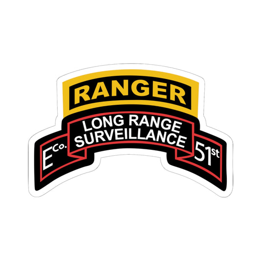 Kiss-Cut Stickers - Airborne Ranger - E Company- 51st Infantry (Ranger) w Ranger Tab
