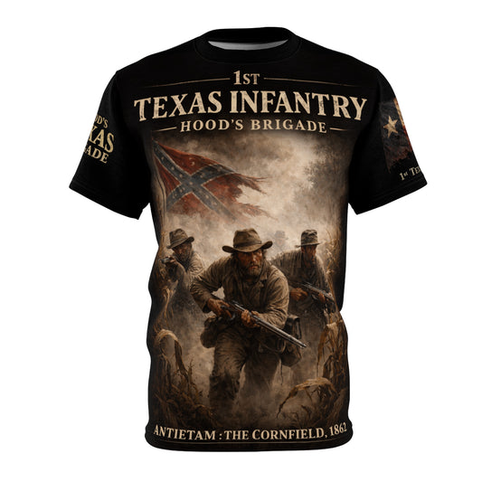 Antietam 1862 — 1st Texas Infantry Cornfield All‑Over Print Tee