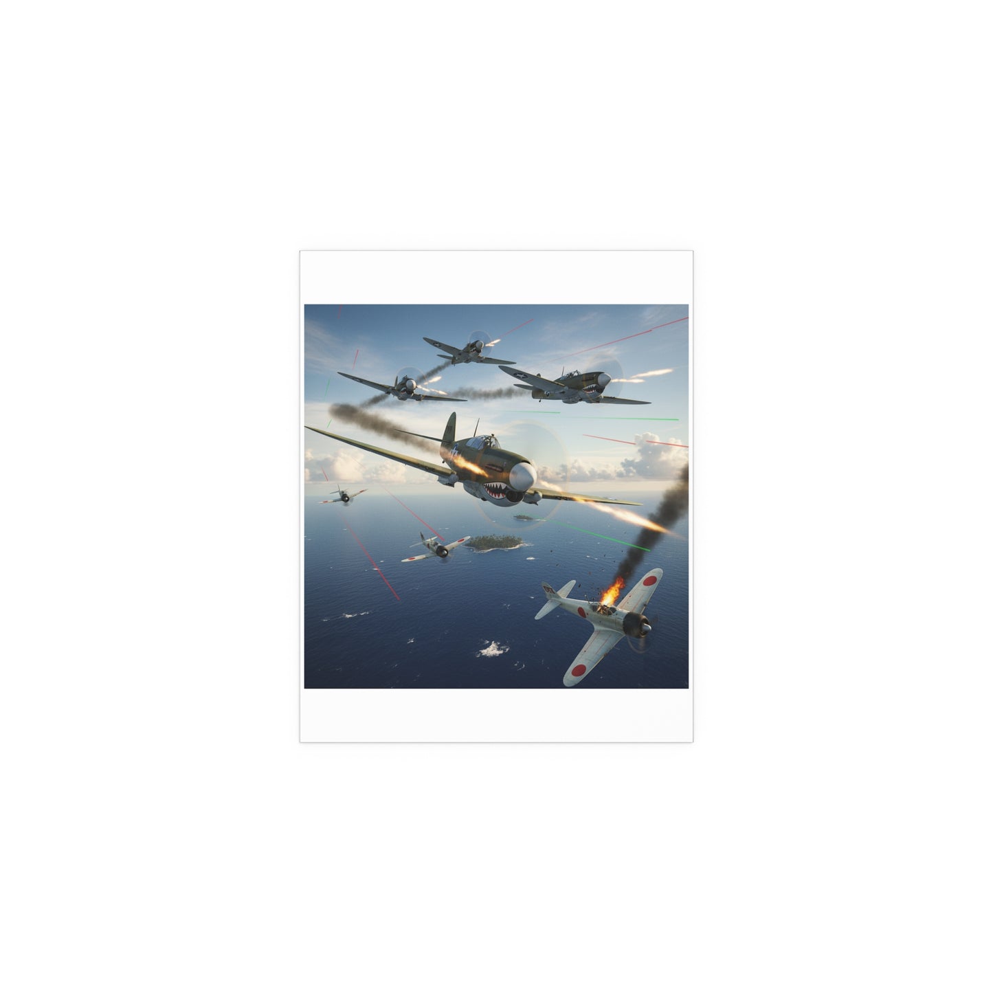 Indoor and Outdoor Silk Posters - Curtis P-40 Kittyhawk w Machine Guns Blazing