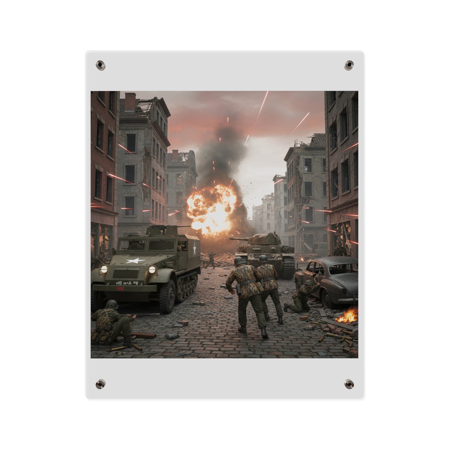 Acrylic Wall Art Panel - M3A1 - 9th Armor Division Attack - WWII