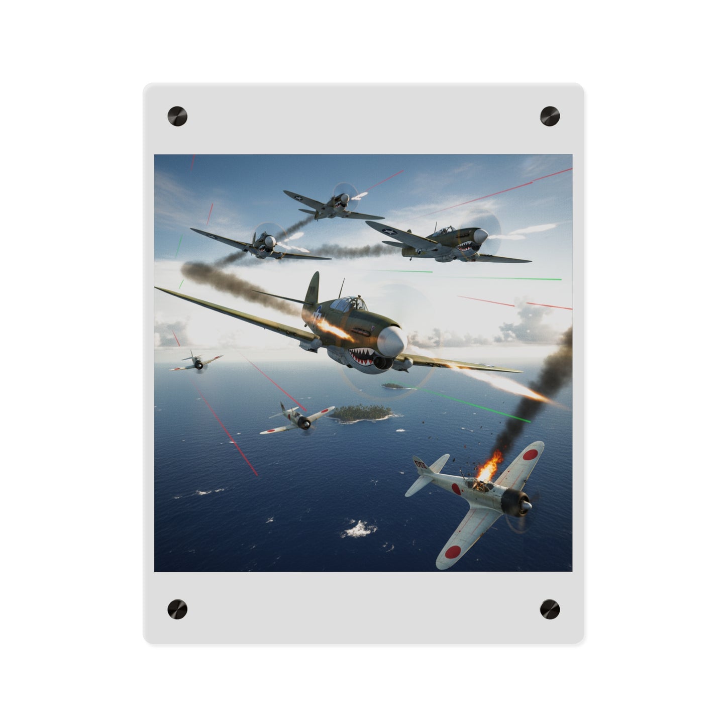 Acrylic Wall Art Panel - Curtis P-40 Kittyhawk w Machine Guns Blazing