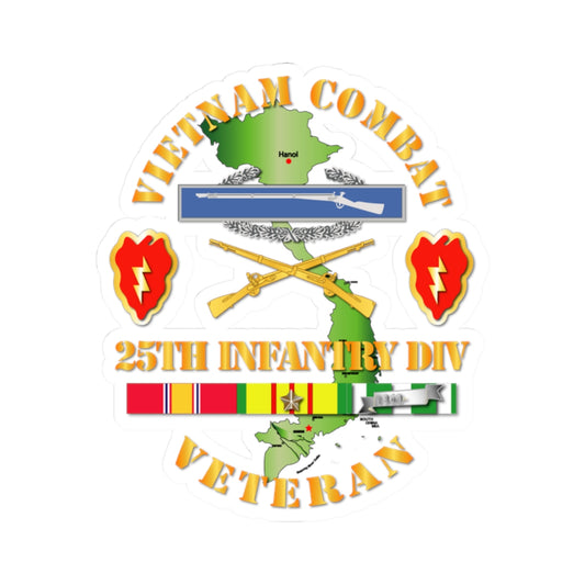 Kiss-Cut Stickers - Vietnam Combat Infantry Veteran w 25th Inf Div SSI V1