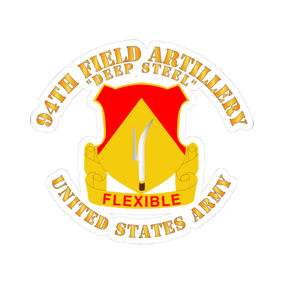 Kiss-Cut Stickers - 94th Field Artillery Regiment - Deep Steel w DUI