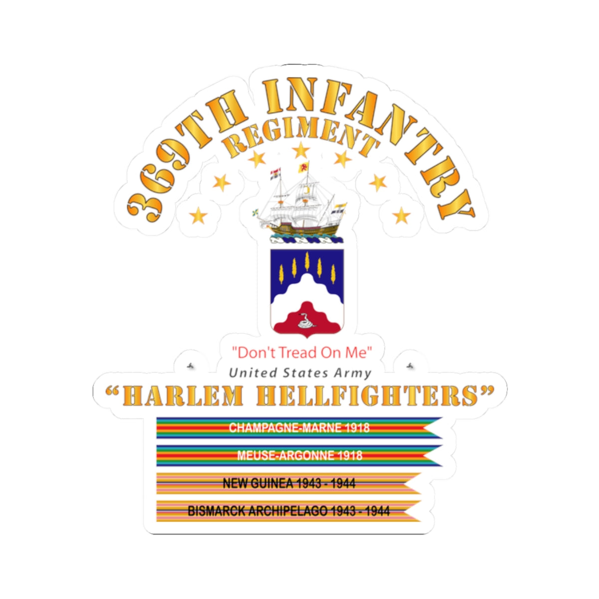 Kiss-Cut Stickers - 369th Infantry Regiment - Harlem Hellfighters w Streamers