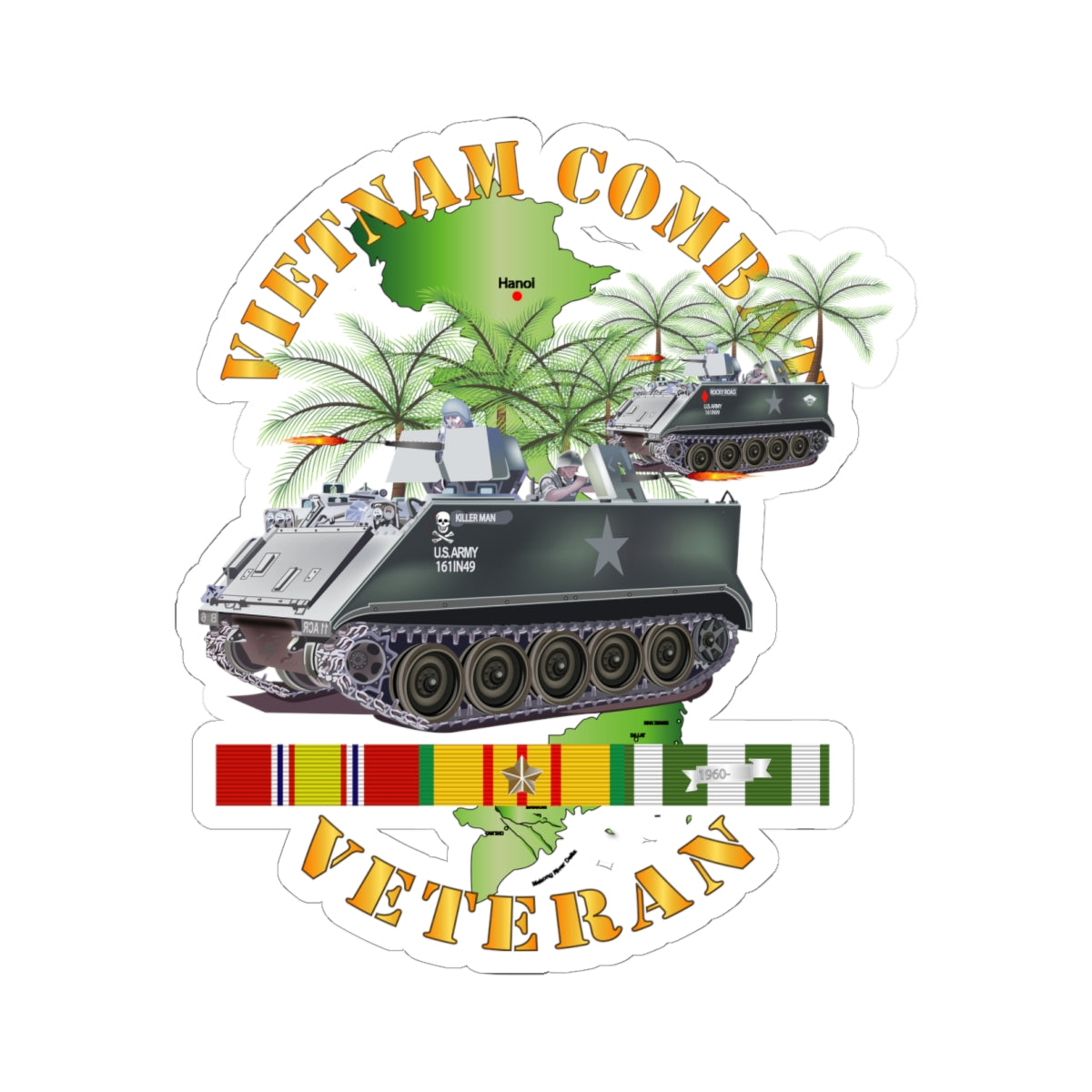Kiss-Cut Stickers - Vietnam Combat Vet - w APCs
