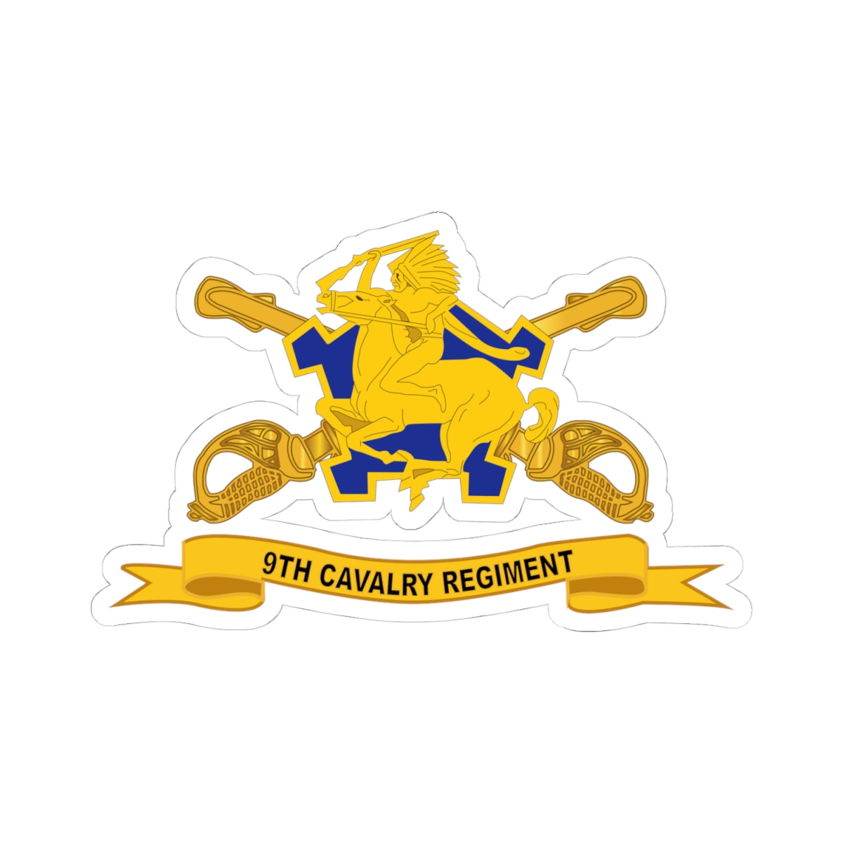 Kiss-Cut Stickers - 9th Cavalry Regiment w Br - Ribbon