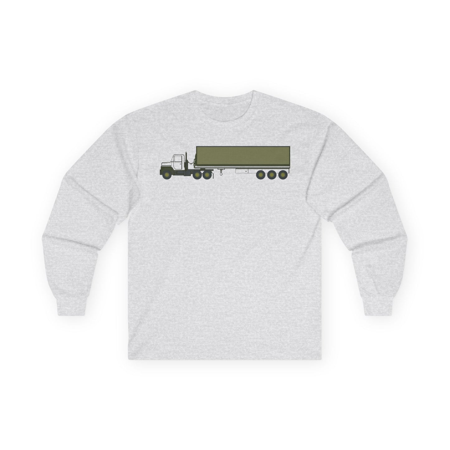 Unisex Ultra Cotton Long Sleeve Tee - Vehicle - M915 Tractor with M872 - 40 Ft Container - Side X 300