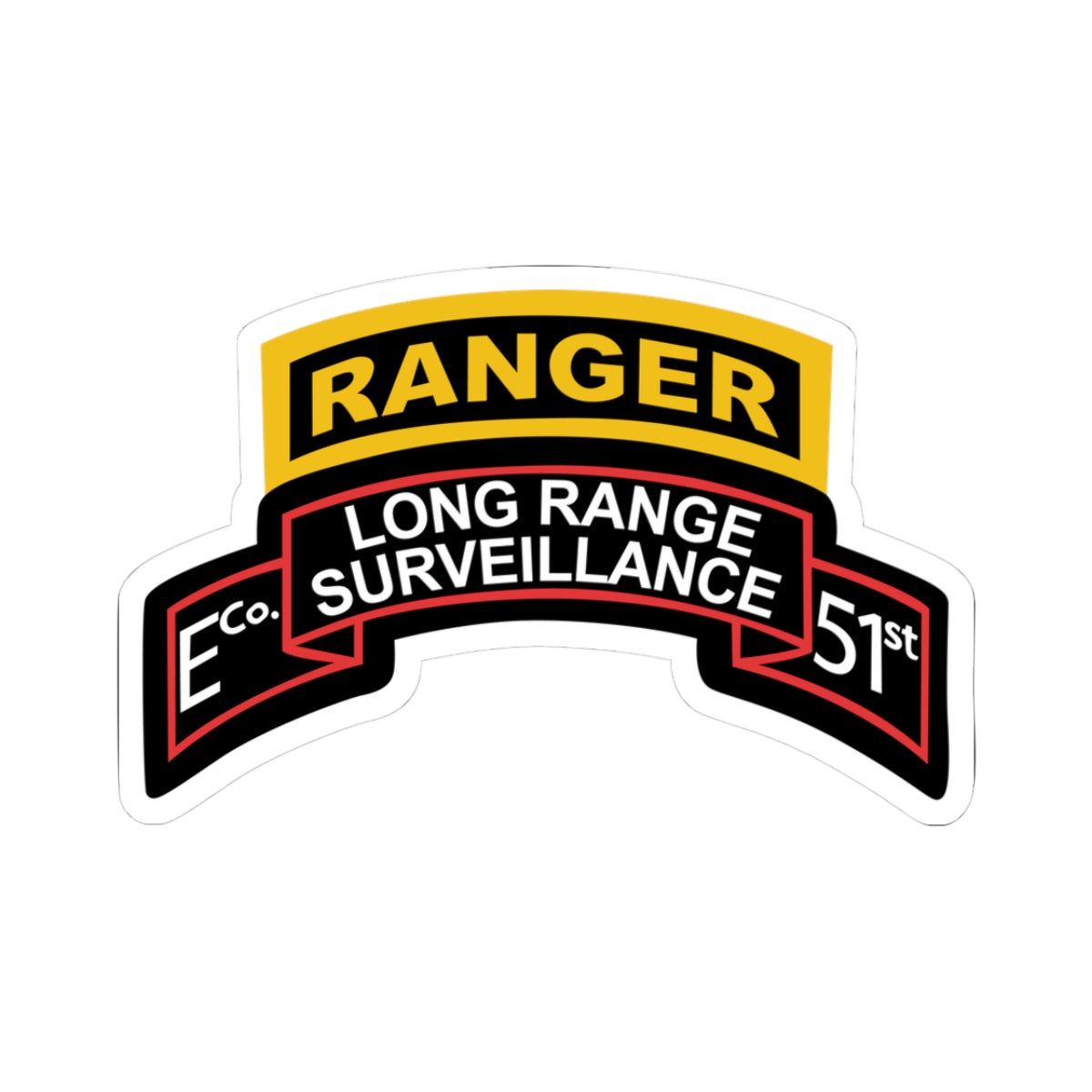 Kiss-Cut Stickers - Airborne Ranger - E Company- 51st Infantry (Ranger) w Ranger Tab